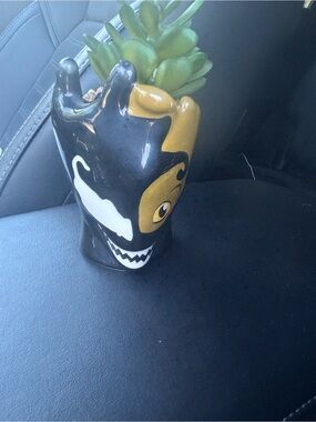 Marvel Hand-Painted Dual-Face Ceramic Planter in Black & Gold